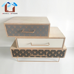 Design Home Decoration Wood 3 Drawer Cabinet With Metal Legs <strong>Wooden</strong> <strong>Storage</strong> <strong>Box</strong> - Product Image 2