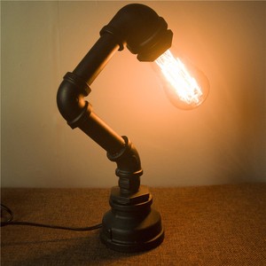 Lámpara de Pie Decorativa Steampunk para el Hogar, Iluminación <span class=keywords><strong>Industrial</strong></span> Vintage, Lámparas de <span class=keywords><strong>Mesa</strong></span> Negras, Lámpara de Escritorio Eléctrica de Hierro Forjado - Product Image 2