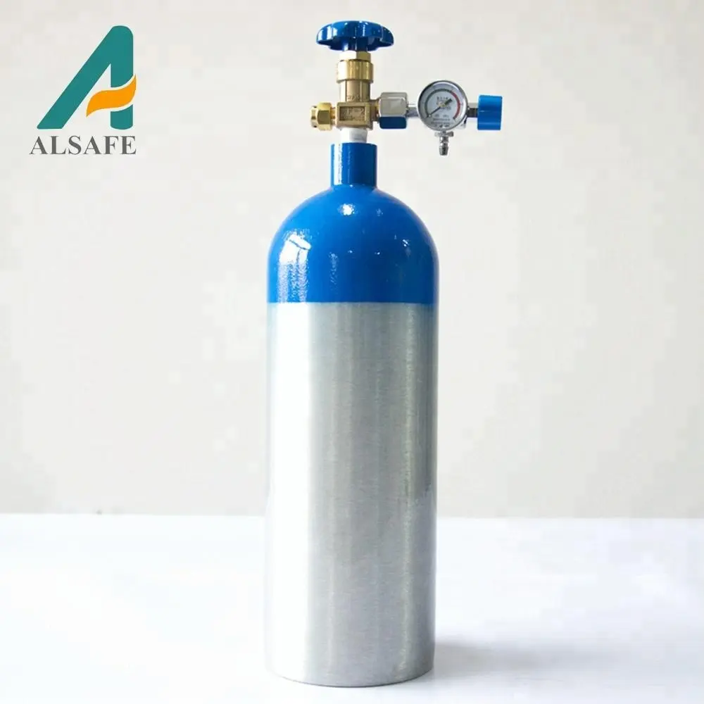 أسطوانة غاز ألومنيوم أمن من Alsafe 150 بار أسطوانة غاز ثاني أكسيد الكربون للسيارات الإسعافية أسطوانة أكسجين