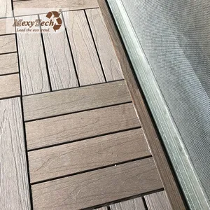 Waterdicht Eenvoudige Installatie Outdoor Vloeren Decking Tegels Natuurlijke Hout Kunststof Composiet Terrasplanken Tegel