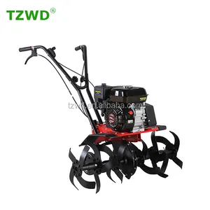 Hand operated power rotary cultivator tiller harvester