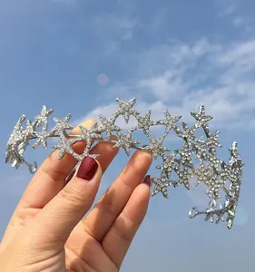 ROMANTIQUE Rose Or ou Argent <span class=keywords><strong>Fashion</strong></span> <span class=keywords><strong>Star</strong></span> Diadème Bandeaux Accessoires de Cheveux de Mariée Couronne de Mariage - Product Image 1