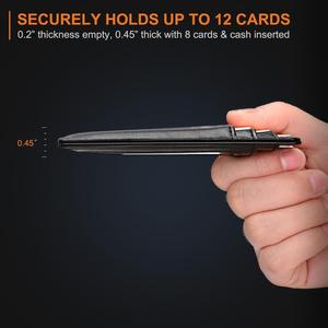 <span class=keywords><strong>Porte</strong></span>-cartes fin minimaliste, portefeuille de poche avant pour <span class=keywords><strong>homme</strong></span>, en <span class=keywords><strong>cuir</strong></span>, avec protection RFID pour cartes de crédit - Product Image 5