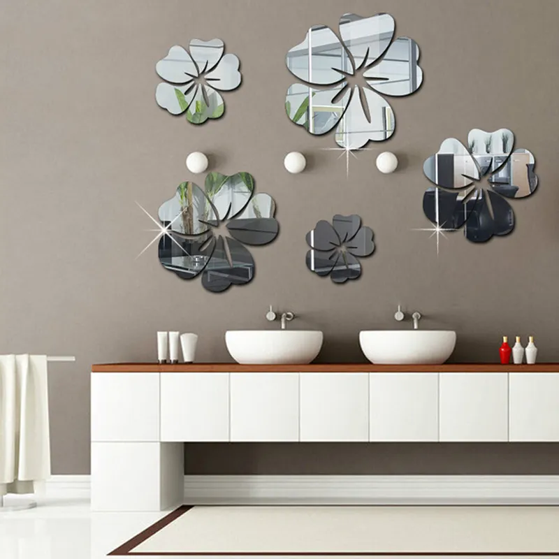 Adesivo autoadesivo para decoração de casa, adesivo espelhado de flores 3d