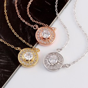 N038-c madre de regalo de lujo con encanto de alta calidad cz de cobre chapado en oro blanco redondo colgante collar de la mujer - Product Image 4