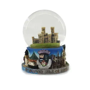 树脂建筑城堡加拿大定制纪念品礼品水晶球雪球城市风景树脂城堡雪球