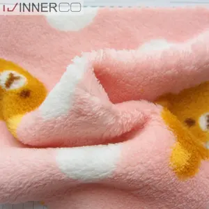 Fabric Polyester Coral Fleece Printed Soft Polyester Fabric