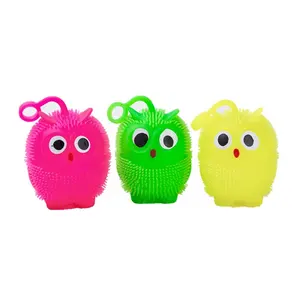 Wholesale Novelty Flashing Animal Owl Bounce BallsためKids Boy Girl Spiky Puffer Ball Led Light Soft Stress Relief Toys