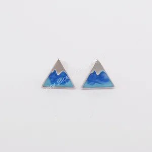 WX1150 sterling silver jewelry wholesale Unique Enamel Mount Fuji silver 925 earrings