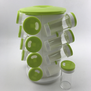 Plastic 16 in 1 <strong>Spice</strong> <strong>Rack</strong> with Cutlery Holder Compact <strong>Revolving</strong> Condiments Jars Shelf Organizer - Product Image 3