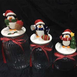 Round Glass Clear <strong>Cookie</strong> Candy <strong>Jar</strong> with Decorative Ceramic Lid - Product Image 5