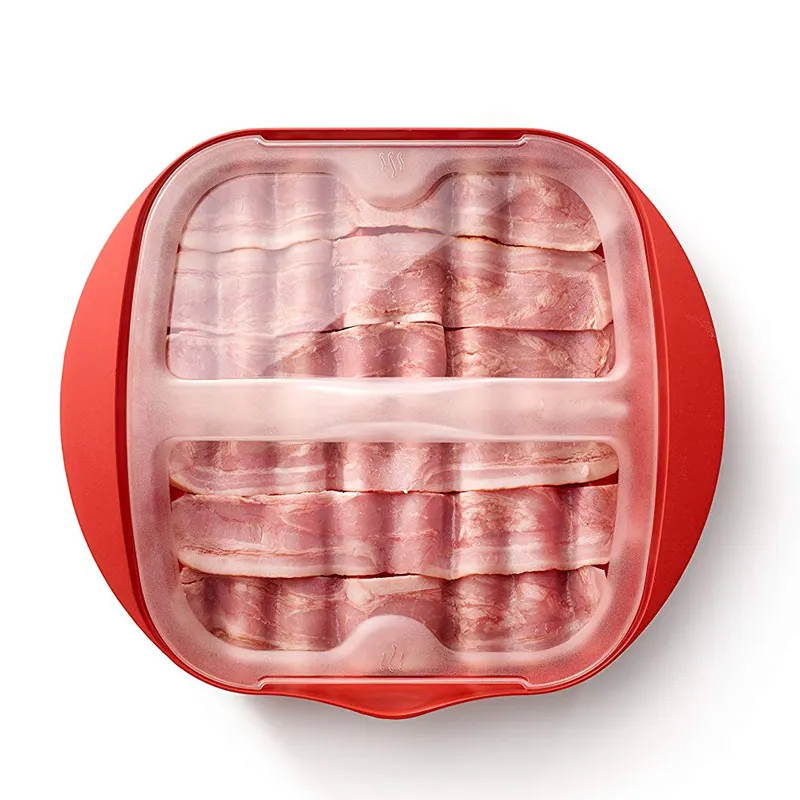 Cookware set Red Microwave Bacon Maker/Cooker with Transparent Lid