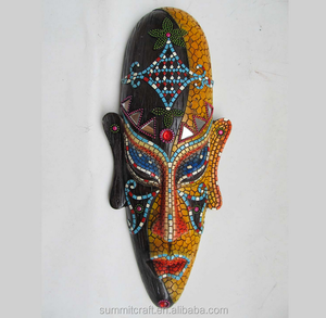 Resina imitación madera africano 3d máscaras tribales decoración de la pared - Product Image 1