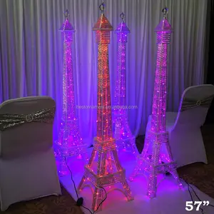 Luces LED de 57 "de altura, centro de mesa de la Torre Eiffel para decoración del hogar para fiesta de boda