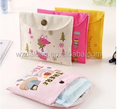 Small Cute Kids Women's Cheap Coin Purse Women menstrual reusable Pads Sanitary Napkin pouch Cotton wool Bag for promotion SEDEX BSCI GRS OEKO