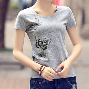 Personalizzato 100% cotone delle signore di modo t-shirt Sexy Stretto Bianco t-shirt Manica Corta delle donne t-shirt - Product Image 6