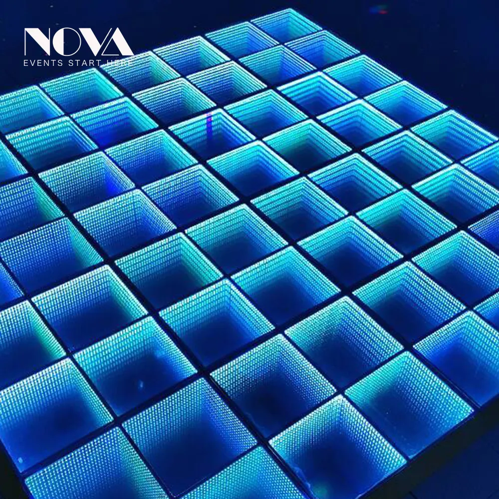 Illusion Panel Mirror Infinity With Abyss Effect 10mm Tempered Glass 1x1m 3in1 Rgb 156pcs Smd5050 3d Led Dance Floor