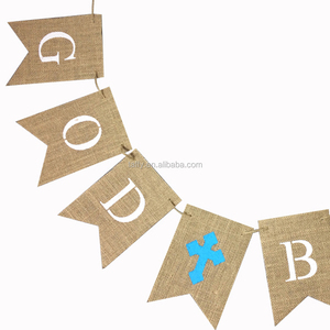 Nueva fiesta <span class=keywords><strong>de</strong></span> comunión Banner bautismo bautizo decoración arpillera <span class=keywords><strong>Dios</strong></span> bendiga banderines suministros <span class=keywords><strong>de</strong></span> decoración para fiestas - Product Image 5
