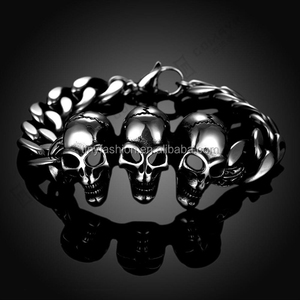 Maya Estilo Antigüedad de la Pulsera de Cadena de la Mano Pulsera Del Cráneo Del Acero Inoxidable 316L para Los Hombres - Product Image 2
