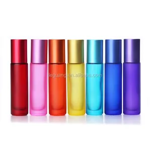 Fashion Round Perfume Oil Bottles Refill Blue Amber Color 10ml 5ml Deodorant Roll on Bottle Glass 3ml with Stainless Steel Ball