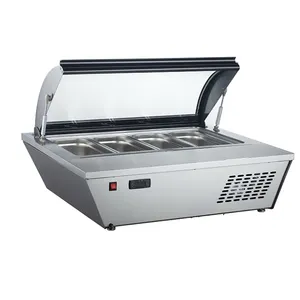 67 Liter Komersial 4-8 GN Pan Melengkung Pintu Kaca Chest Freezer