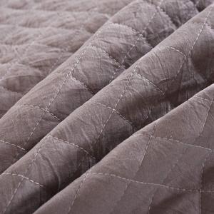 Khaki Microfiber Quilt Trải Giường Reversible Coverlet Set Với Ruffle - Product Image 5