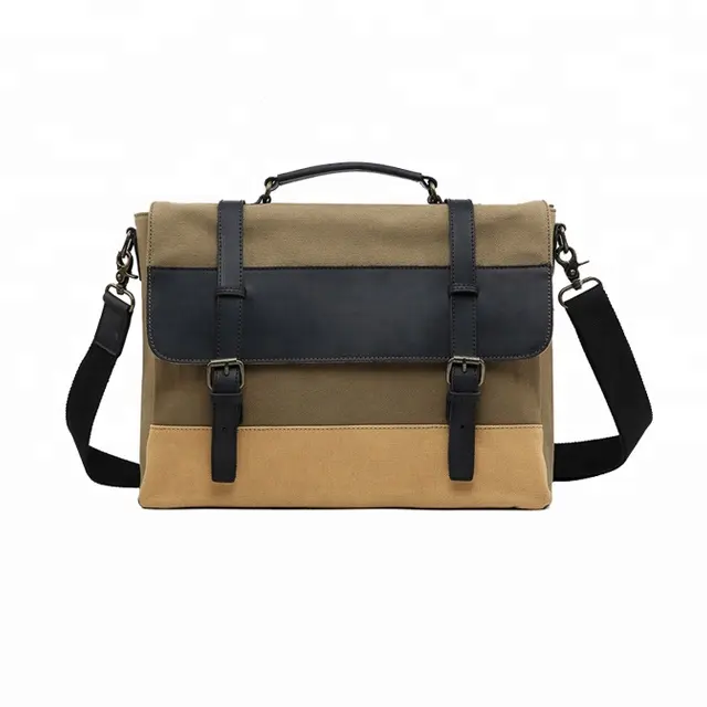 Vintage Canvas Leather Messenger Bag Satchel Cross body Shoulder Bag