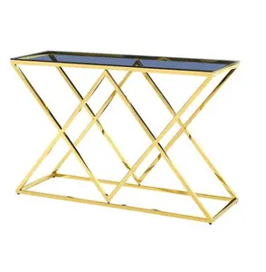 Mesa de consola de marmol de acero inoxidable moderno Living Gold Console