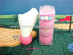 Lot de 4 ronds de serviette en bois plaqué métal couleur rose de haute qualité - Product Image 2