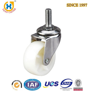 Werkseitig 75mm Schwenk gewindes tiel Verriegelung Schwarz Nylon Kleine Rollen rollen - Product Image 3