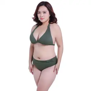 Bikini deportivo con Tanga para mujer, traje de baño de dos piezas con Tanga de talle grande, cintura baja, 2018