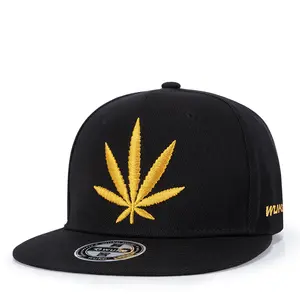 도매 사용자 정의 3D 퍼프 수 놓은 잡초 잎 gorras snapback 모자 스티커