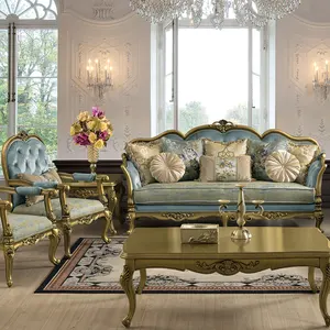 luxury living room sofa European America Style classic wood carved sofas couches luxury sofa set furniture