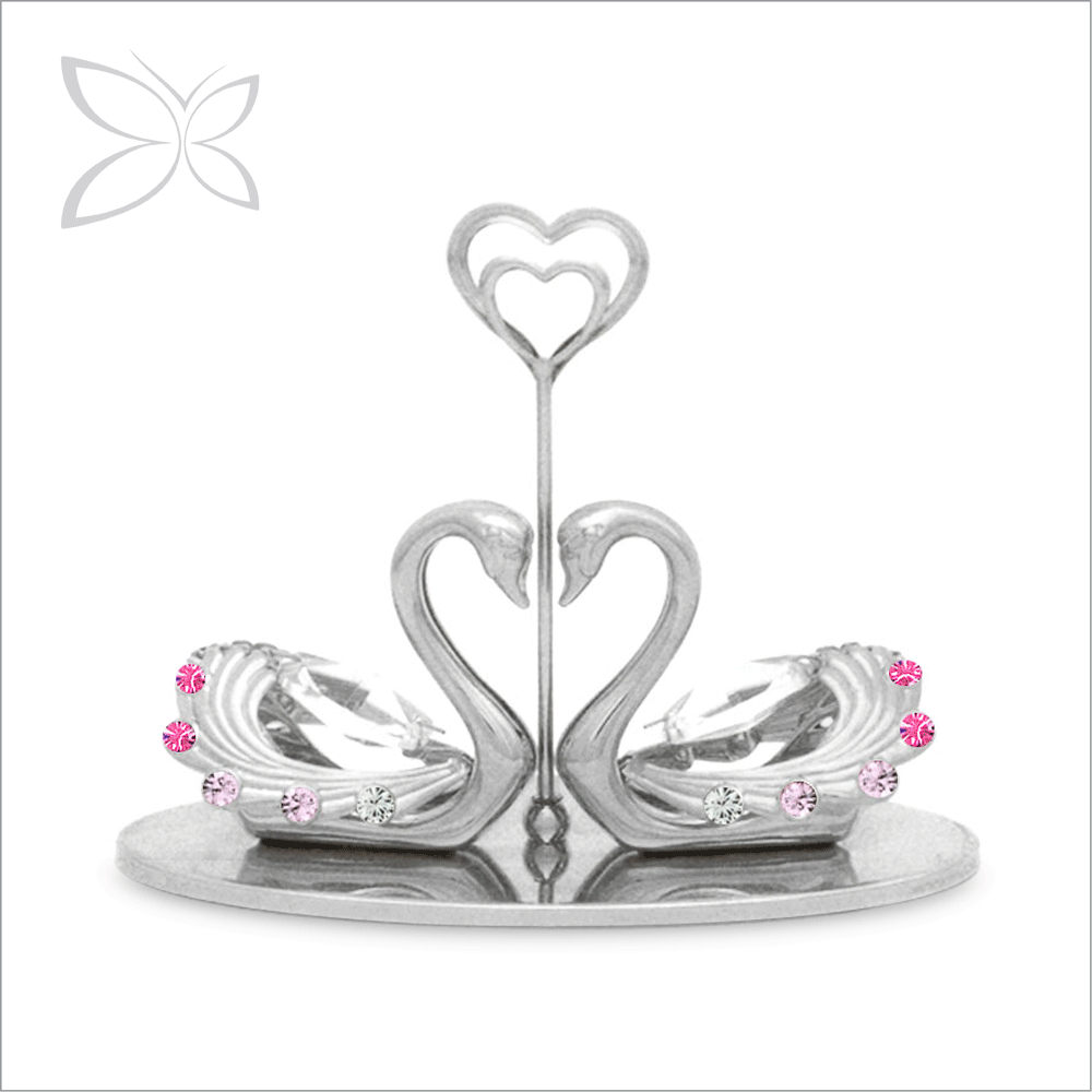 Оптовая продажа, хромированный Лебедь Crystocraft, украшенный кристаллами бриллиантовой резки, фоторамки с зажимом