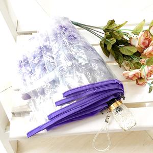 Ovida Nouveauté <span class=keywords><strong>Parapluie</strong></span> de voyage transparent à 3 plis en polyester POE de 21 pouces avec logo personnalisé - Product Image 3