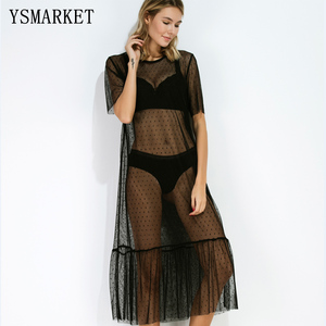 Estilo <span class=keywords><strong>de</strong></span> verano mujer Sexy <span class=keywords><strong>ver</strong></span> a través <span class=keywords><strong>de</strong></span> malla <span class=keywords><strong>de</strong></span> manga corta <span class=keywords><strong>de</strong></span> cuello redondo <span class=keywords><strong>de</strong></span> playa vestido E1986 - Product Image 1