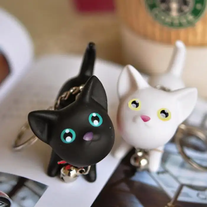 Cartoon Mode Katze Kätzchen Schlüssel bund Schlüssel ring Glocke Spielzeug Liebhaber Schlüssel anhänger Ringe für Handtasche