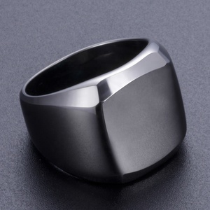 Vòng vonfram Nam 17mm Retro rắn bóng vuông đen lớn Vòng thép vonfram - Product Image 6