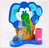 Sablier en bois coloré en forme de hibou avec porte-brosse à dents, minuteur sablier