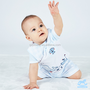 Luvena Fortuna 2 unids bebé NIÑOS 2 sola pieza 100% algodón color azul camiseta y Short Set H9598 bebé para mayor orden - Product Image 3
