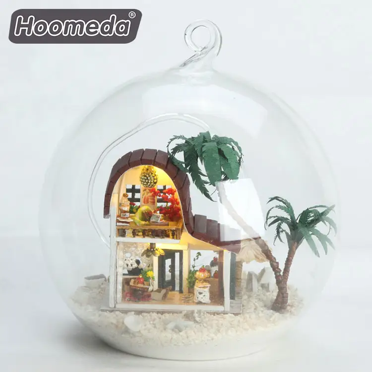 Hongda casa de muñecas DIY precio barato al por mayor mejores juguetes DIY casa de muñecas en miniatura de madera bola de cristal