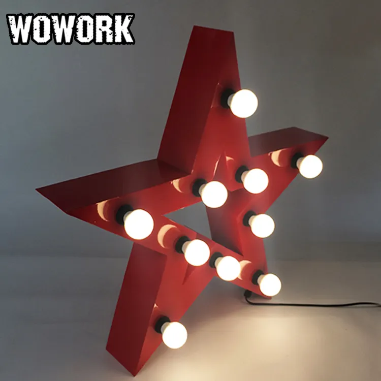 2024 WOWORK led chapiteau en métal clignotant étoile lumineuse signe lumineux pour la vitrine de Noël