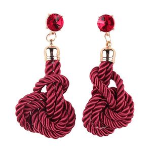 2025 Winter New Design Wine Red Color Beautiful Handmade Waved <strong>Knot</strong> <strong>Earrings</strong> for Women - Product Image 1