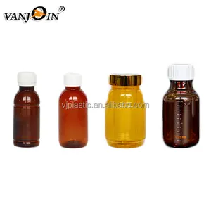 Vanjoin plastic bottle for pharmaceutical amber pet plastic vial 30 ml 1 oz 60 ml 2 oz for liquid and medicine screen printing