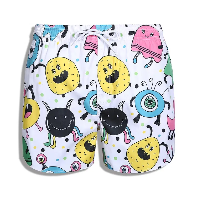 Men's cartoon nylon swim shorts men beach funny board shorts New Style Sublimation Printed surf shorts