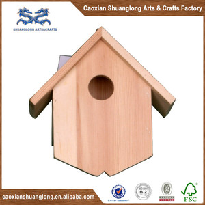 Fabrika doğrudan bitmemiş ahşap kuşevleri toptan, Ahşap kuş kafesi için noel dekorasyon - Product Image 6