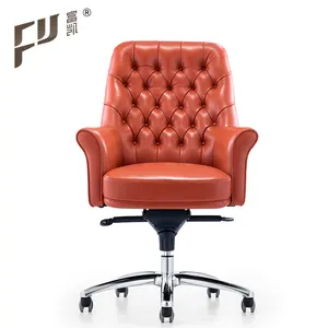 Luxury 360 Degree Rotation Red Leather Boss Office Chair