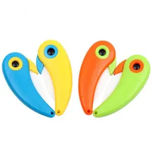 Azamon Bán Hot Đầy Màu Sắc Bird Shape Mini Folding Dao Gốm Dao Trái Cây