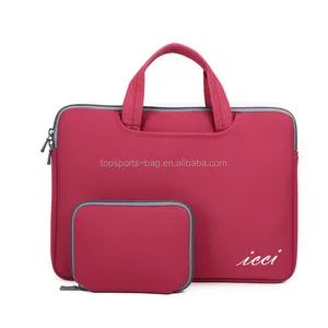 Escuro vermelho alta qualidade compatível Neoprene 15,6 polegadas Laptop Sleeve com alça e uma pequena bolsa