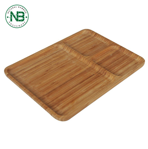 Bambú plato de servir, 3 transversal café té <span class=keywords><strong>desayuno</strong></span> bandeja grandes placas para tuerca aperitivos dulces frutas y queso - Product Image 1